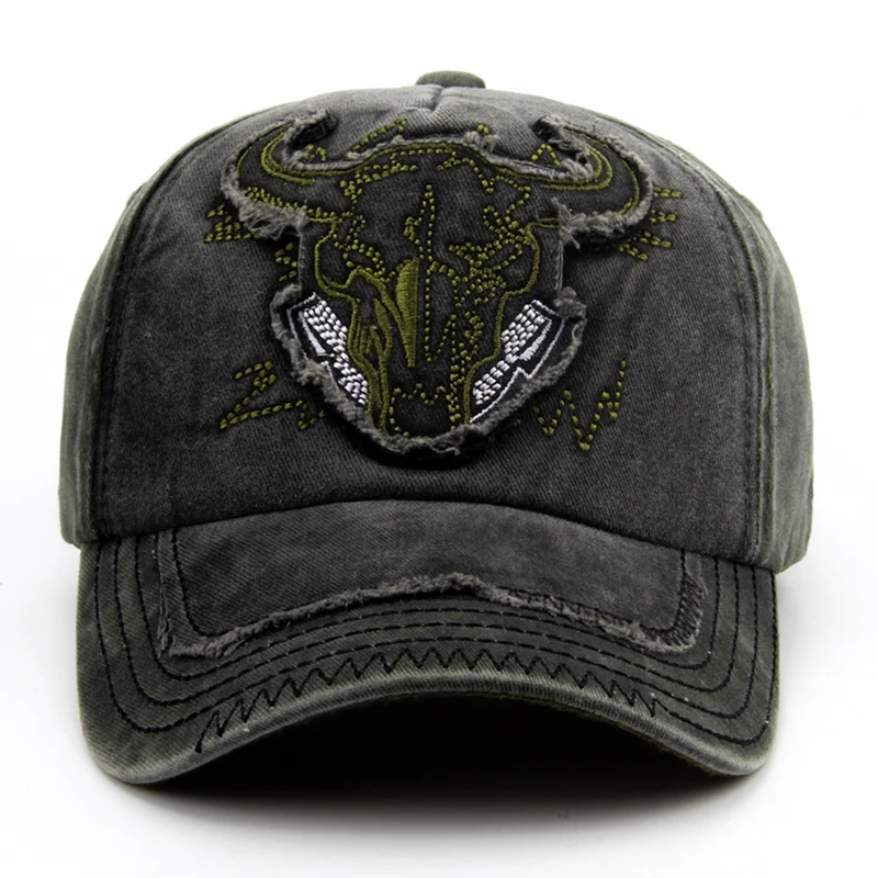 CNTANG Men Bull Head Embroidery Baseball Cap Cotton Vintage Snapback Hip Hop Caps Fashion Casual Hat For Women Summer Brand Hat