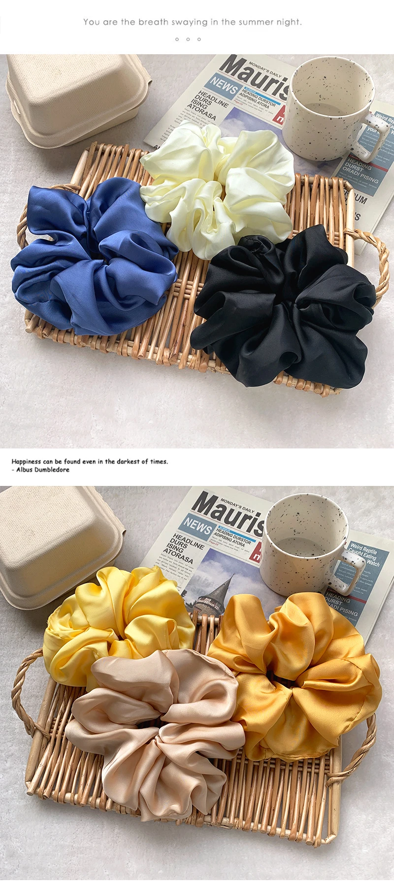 New Oversize Scrunchie Solid Color Satin Hair Accessories for Women Elastic Hair Band Ponytail Holder Ties Rope Hair Accessories
