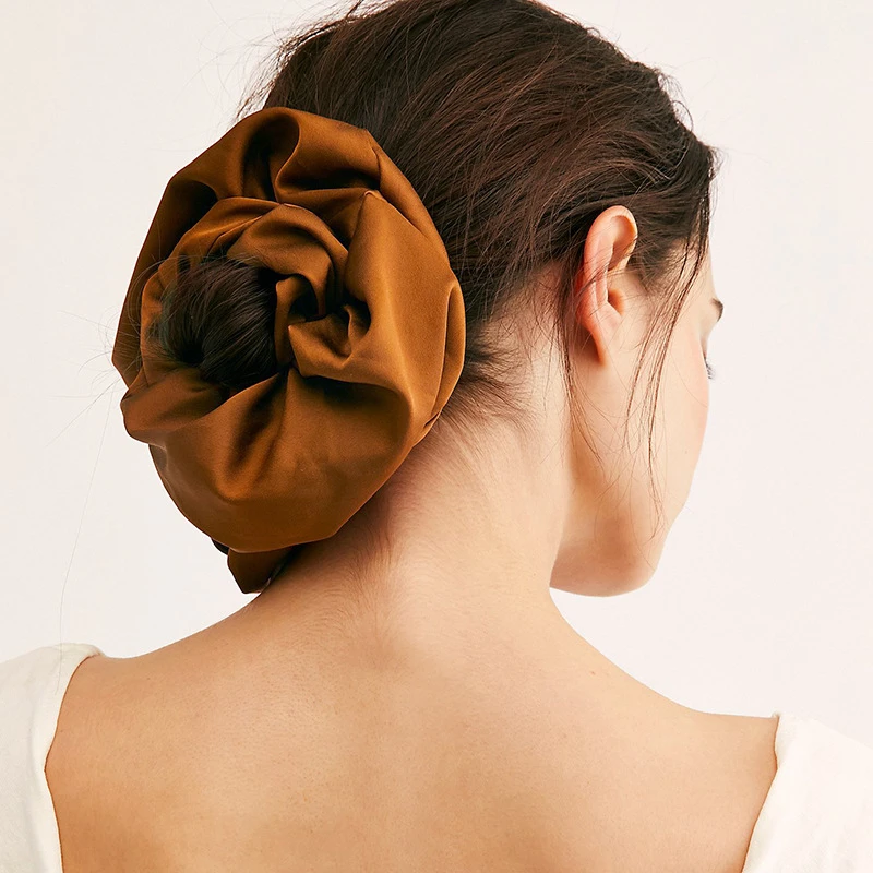 New Oversize Scrunchie Solid Color Satin Hair Accessories for Women Elastic Hair Band Ponytail Holder Ties Rope Hair Accessories