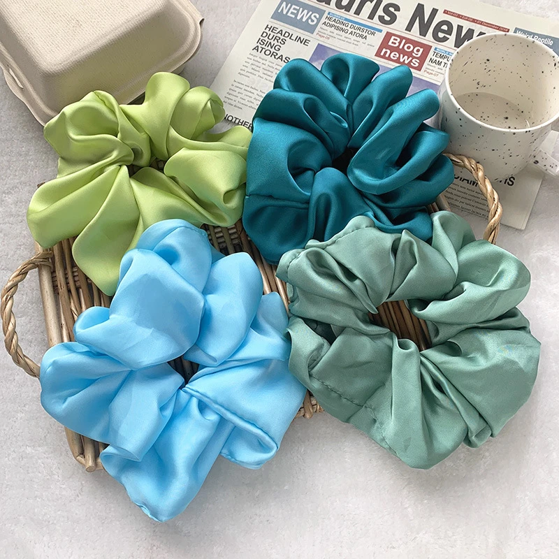 New Oversize Scrunchie Solid Color Satin Hair Accessories for Women Elastic Hair Band Ponytail Holder Ties Rope Hair Accessories