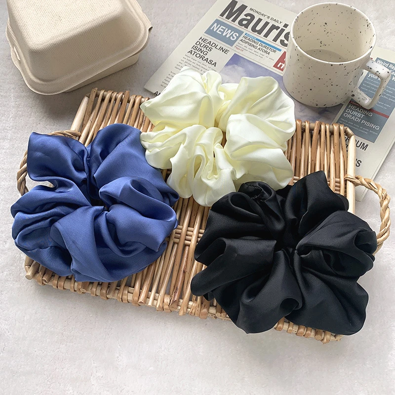New Oversize Scrunchie Solid Color Satin Hair Accessories for Women Elastic Hair Band Ponytail Holder Ties Rope Hair Accessories