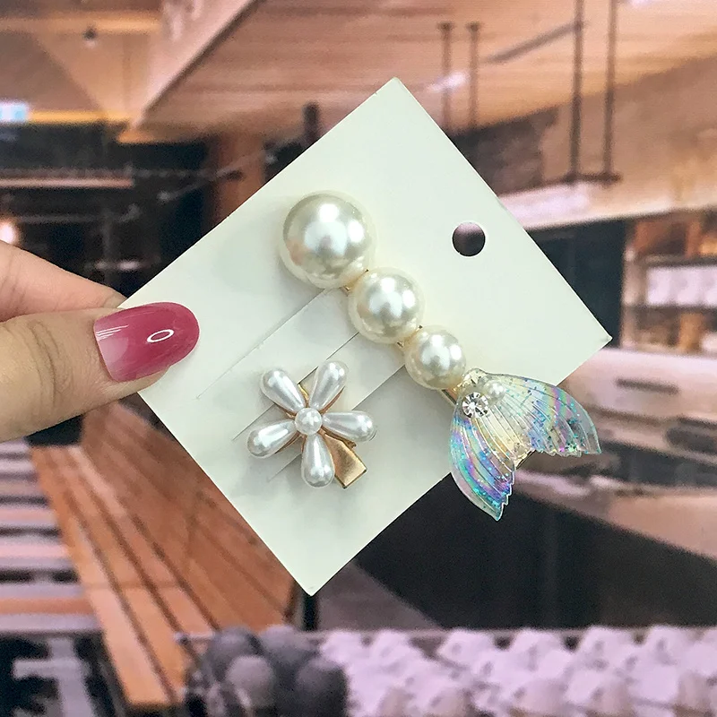Geometric Handmade Pearls Hair Clips Pin Set For Women Fashion Flower Barrettes Headwear Girls Sweet Hairpins Hair Accessories