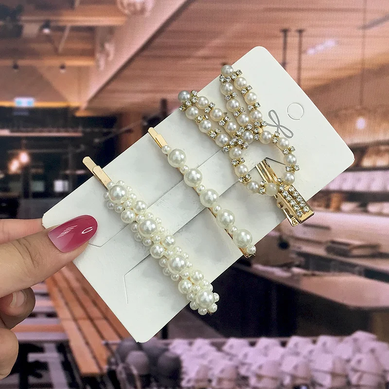 Geometric Handmade Pearls Hair Clips Pin Set For Women Fashion Flower Barrettes Headwear Girls Sweet Hairpins Hair Accessories