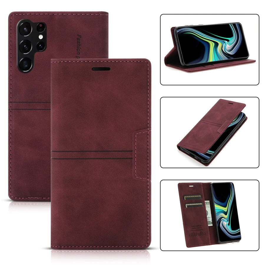 Wallet Card Slot Magnetic Flip Leather Case For Samsung Galaxy S25 Edge S24 Ultra S23 Plus S22 S21 S20 FE Note 20 10 Lite 9 8
