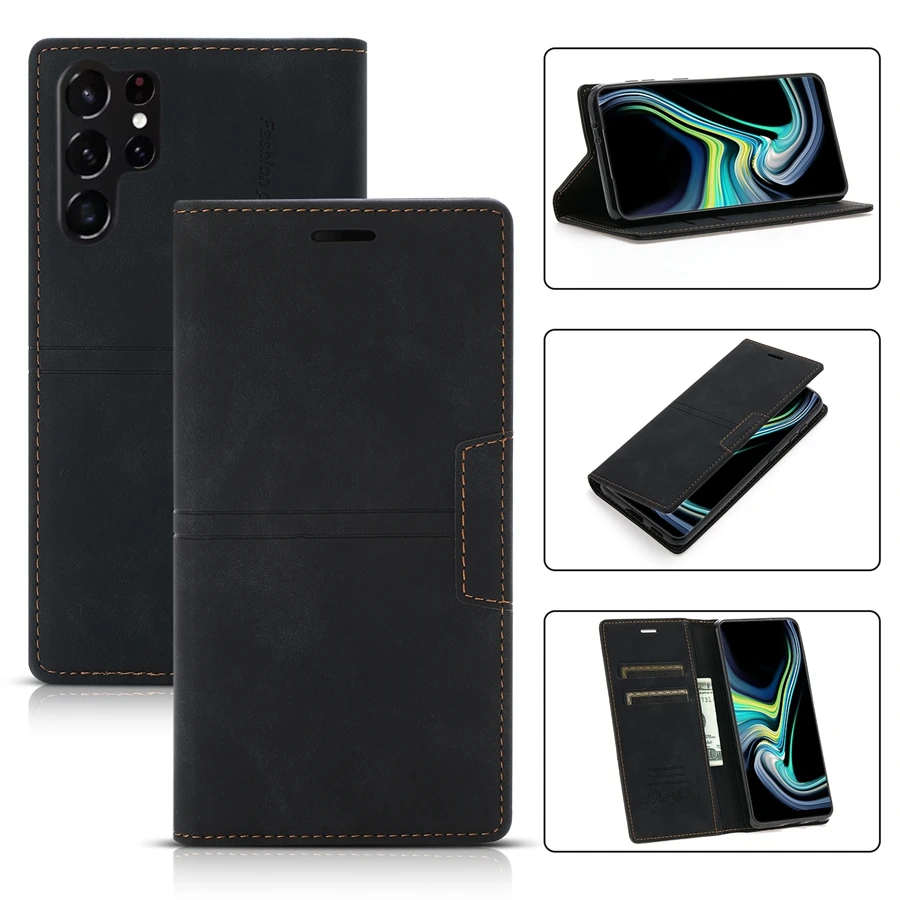 Wallet Card Slot Magnetic Flip Leather Case For Samsung Galaxy S25 Edge S24 Ultra S23 Plus S22 S21 S20 FE Note 20 10 Lite 9 8