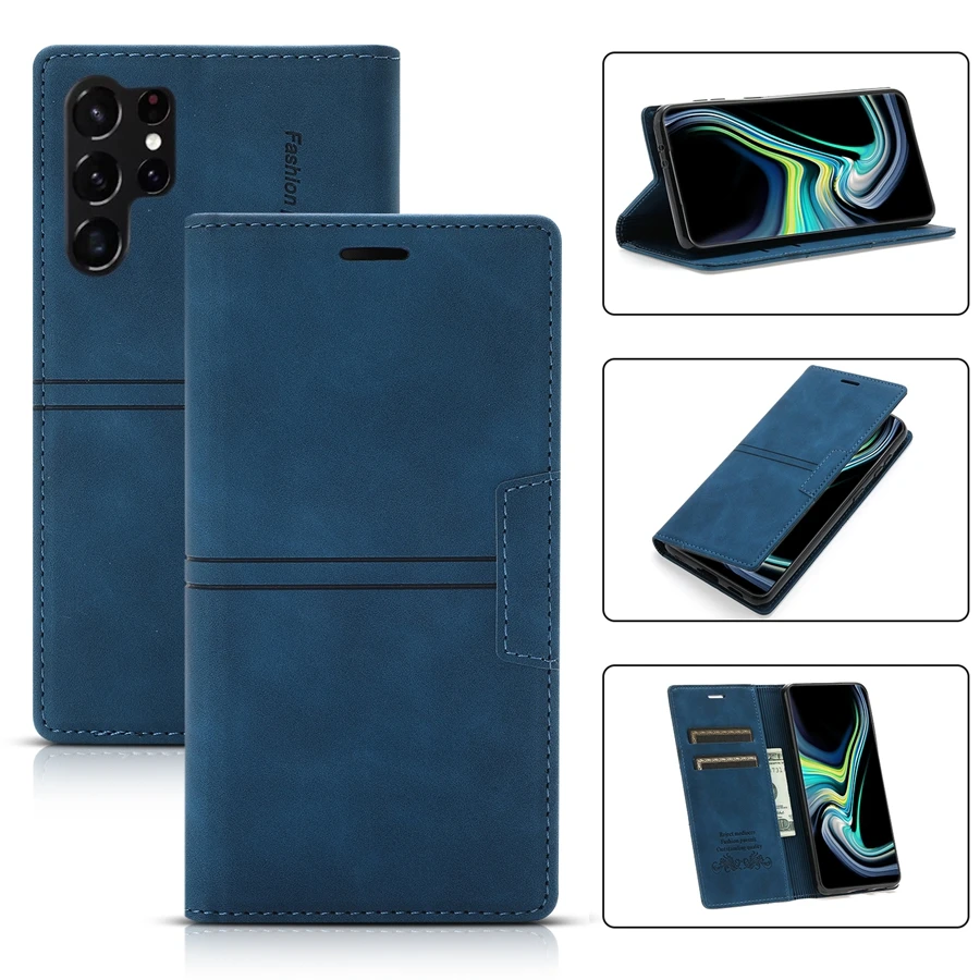 Wallet Card Slot Magnetic Flip Leather Case For Samsung Galaxy S25 Edge S24 Ultra S23 Plus S22 S21 S20 FE Note 20 10 Lite 9 8