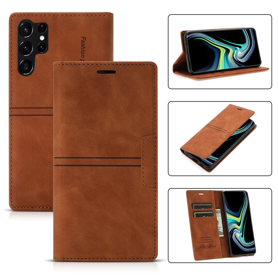 Wallet Card Slot Magnetic Flip Leather Case For Samsung Galaxy S25 Edge S24 Ultra S23 Plus S22 S21 S20 FE Note 20 10 Lite 9 8