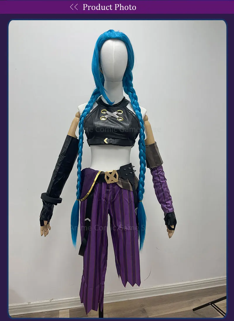Anime Jinx Arcane Cosplay Costume Crit Jinx Cosplay Loose Cannon Cosplay Outfit Wig Sexy Women Carnival Costume