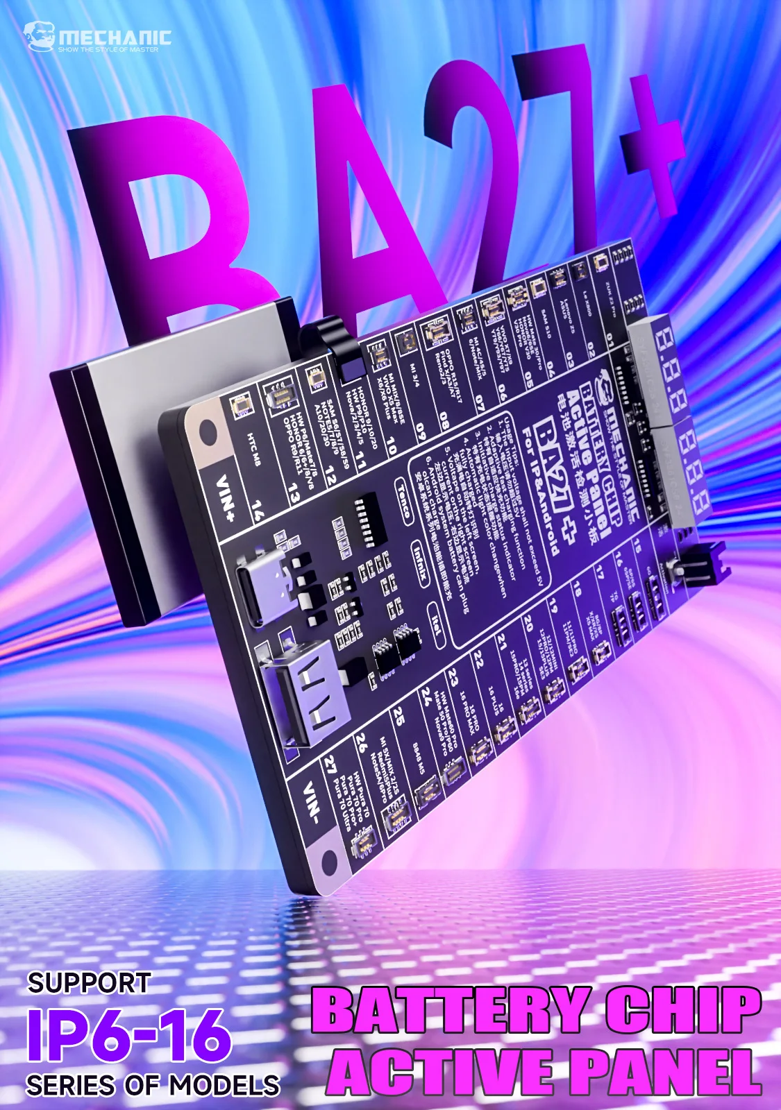 MECHANIC BA27 Battery Activation Detection Board Battery Fast Charge For Xiaomi iPhone 6-16 Pro Max Android One-click Activation