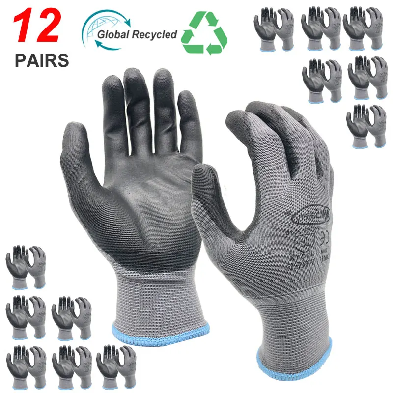 24Pieces/12Pairs Professional Working Protective Gloves For Men Construction Women Garden Nylon Running Glove Obtained CE EN388.