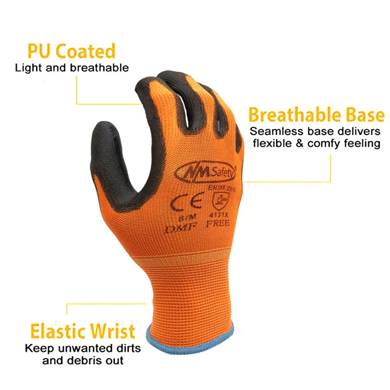24Pieces/12Pairs Professional Working Protective Gloves For Men Construction Women Garden Nylon Running Glove Obtained CE EN388.