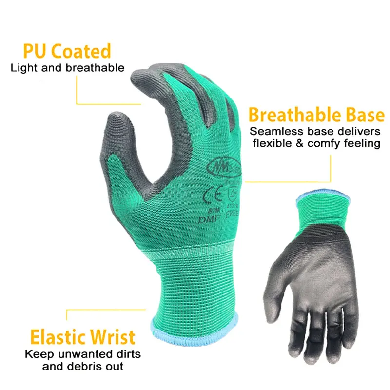 24Pieces/12Pairs Professional Working Protective Gloves For Men Construction Women Garden Nylon Running Glove Obtained CE EN388.