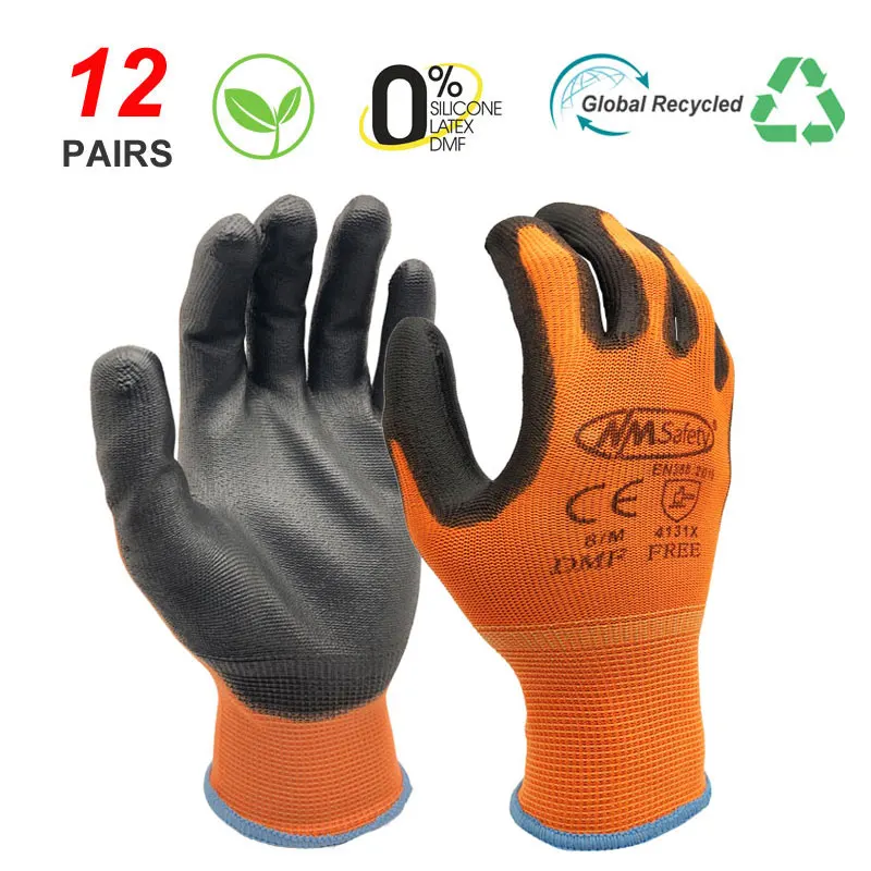 24Pieces/12Pairs Professional Working Protective Gloves For Men Construction Women Garden Nylon Running Glove Obtained CE EN388.