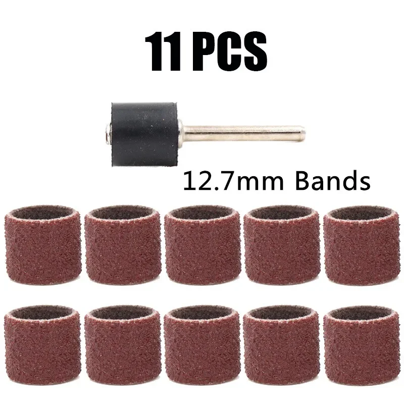 Sanding Drums Kit Sanding Band 1/2 1/4 Inch Sand Mandrels 80/120/180Grit Fit for Dremel Nail Drill Rotary Abrasive Tools
