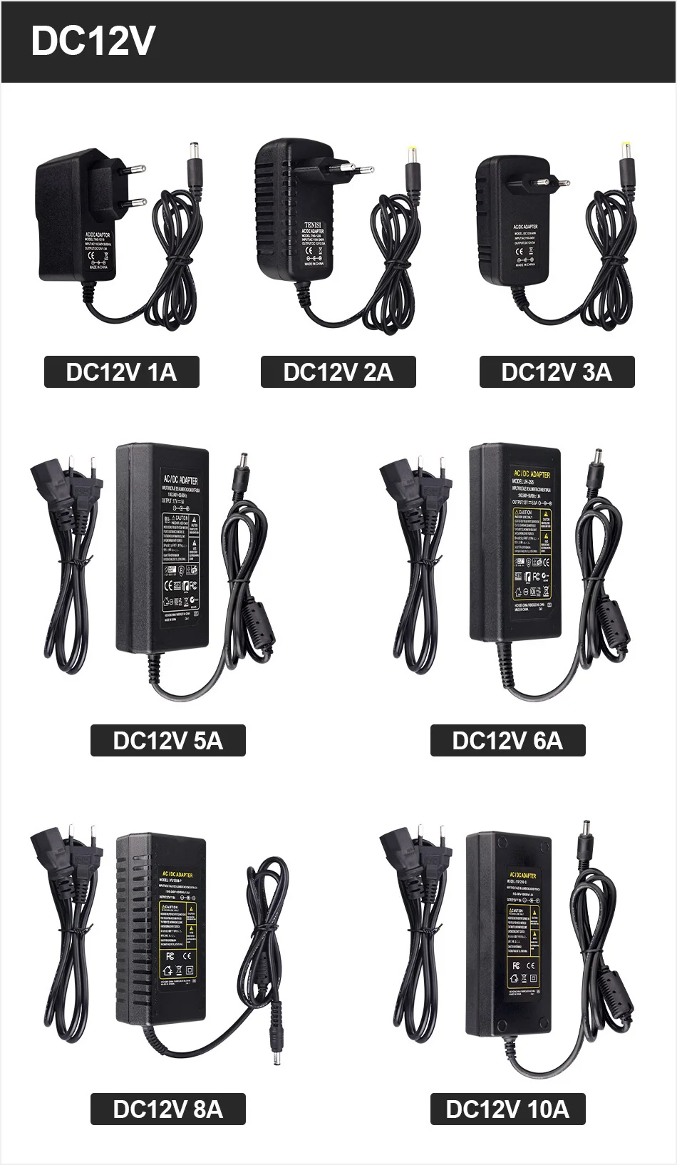 Power Supply Adapter DC 5V 12V 24V Lighting Transformer 1A 2A 3A 5A 6A 8A 10A AC100V-240V Converter Charger For LED Strip CCTV