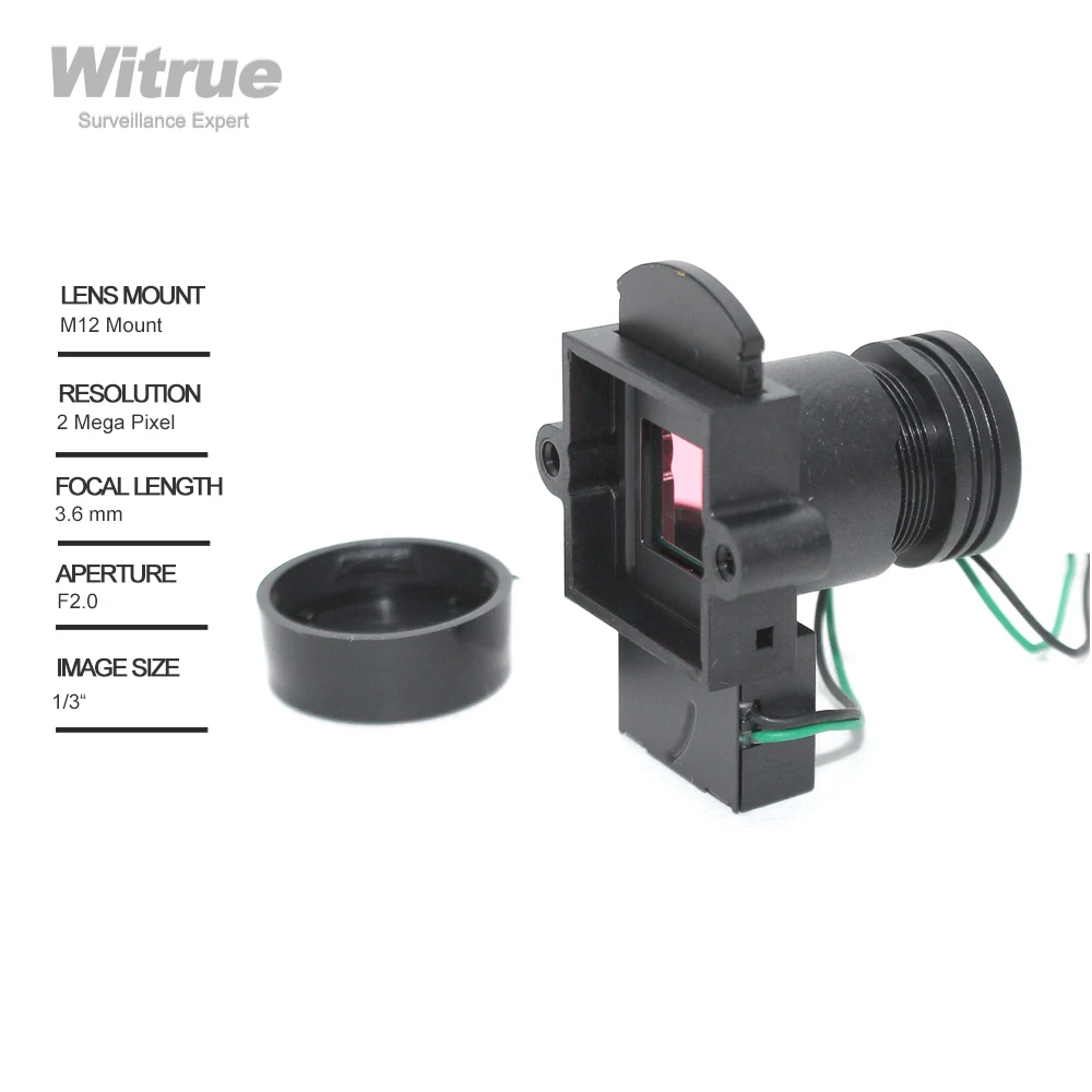 Witrue Cctv Lens 3.6mm 2 Mega Pixel M12 Mount 1/3" Formate F2.0 Aperture 90 Degree with IR Cut for Security Cameras