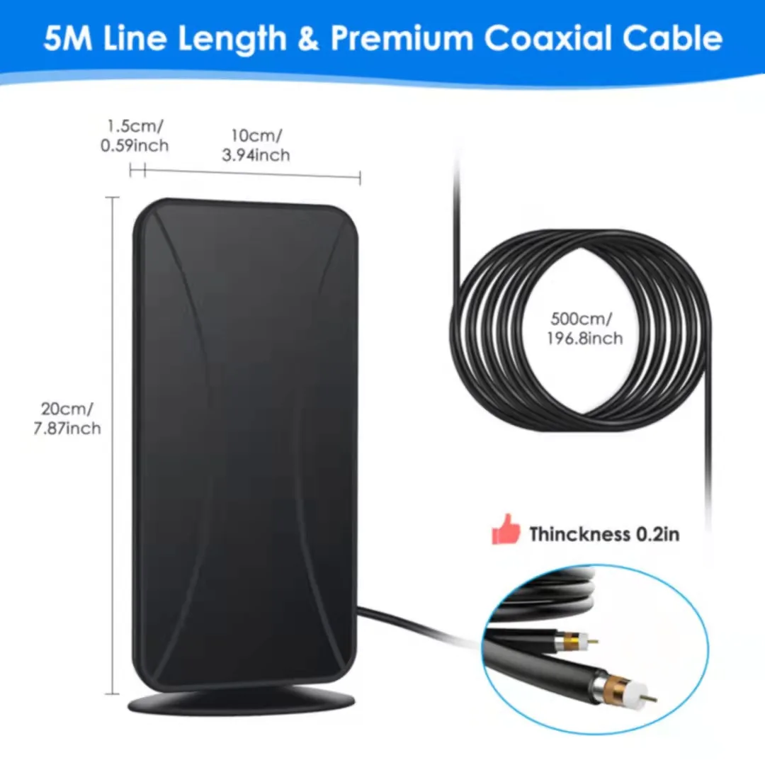 High-definition indoor amplified digital TV antenna 50-80 miles with VHF/UHF amplifier fast response indoor and outdoor antenna