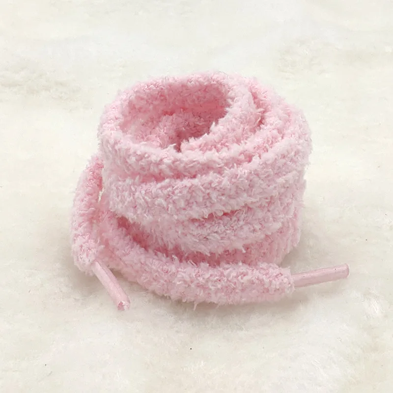New Cute Hairy Soft Pink White Black Shoelace 140/160cm Women Men High-top Canvas Flat Shoes Laces Accessories