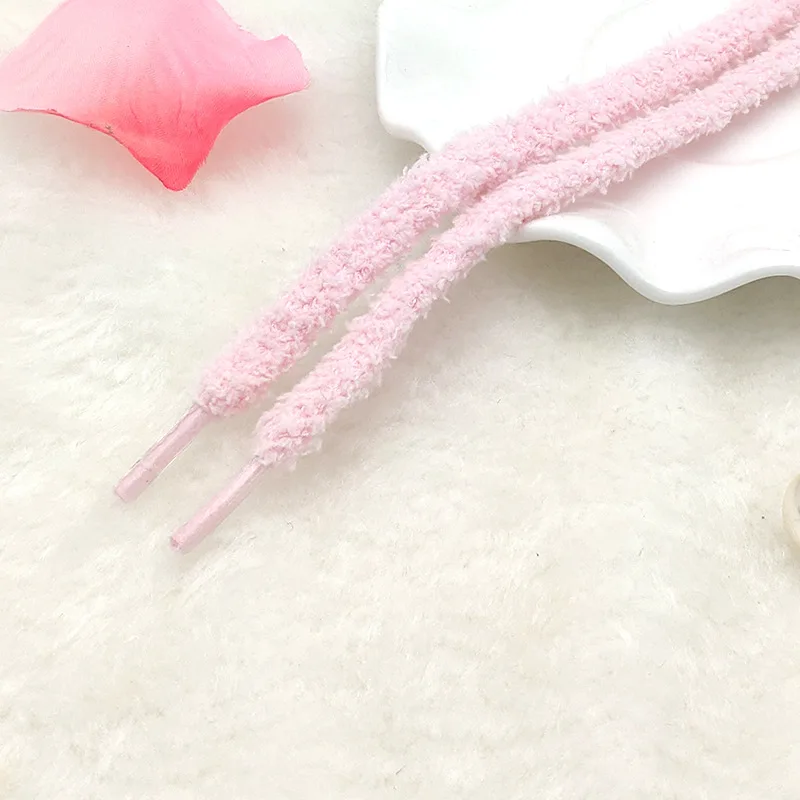 New Cute Hairy Soft Pink White Black Shoelace 140/160cm Women Men High-top Canvas Flat Shoes Laces Accessories