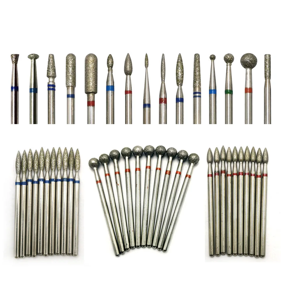 HYTOOS 10pcs/pack Cone Diamond Cuticle Bit 3*6mm Nail Drill Bits Manicure Drills Nails Accessories Tools