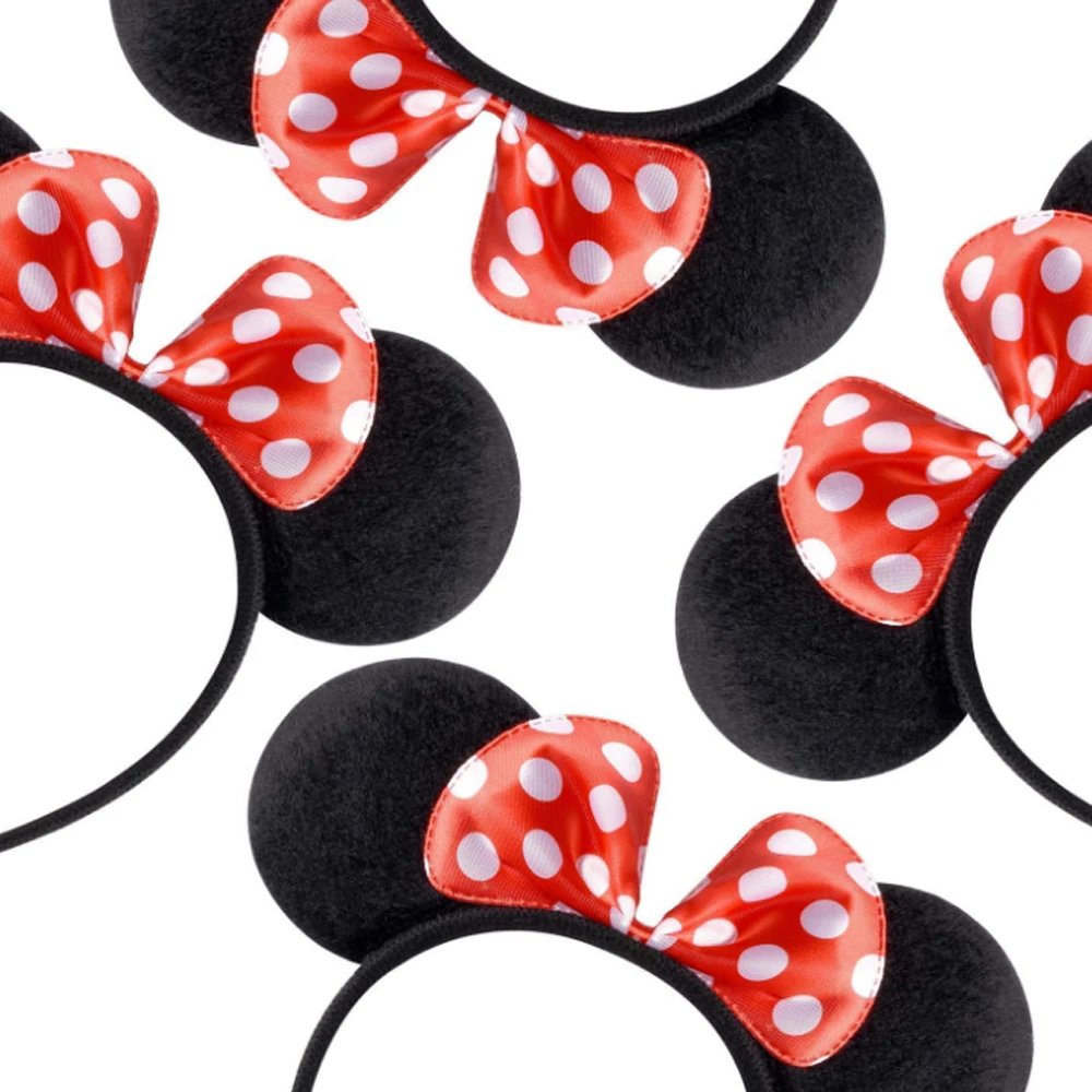 12PCS WholesaleWomen Girl Mouse Ears Headbands Hair Hoop Party Cosplay Bows Hairband Headwear Fashion Hair Accessories