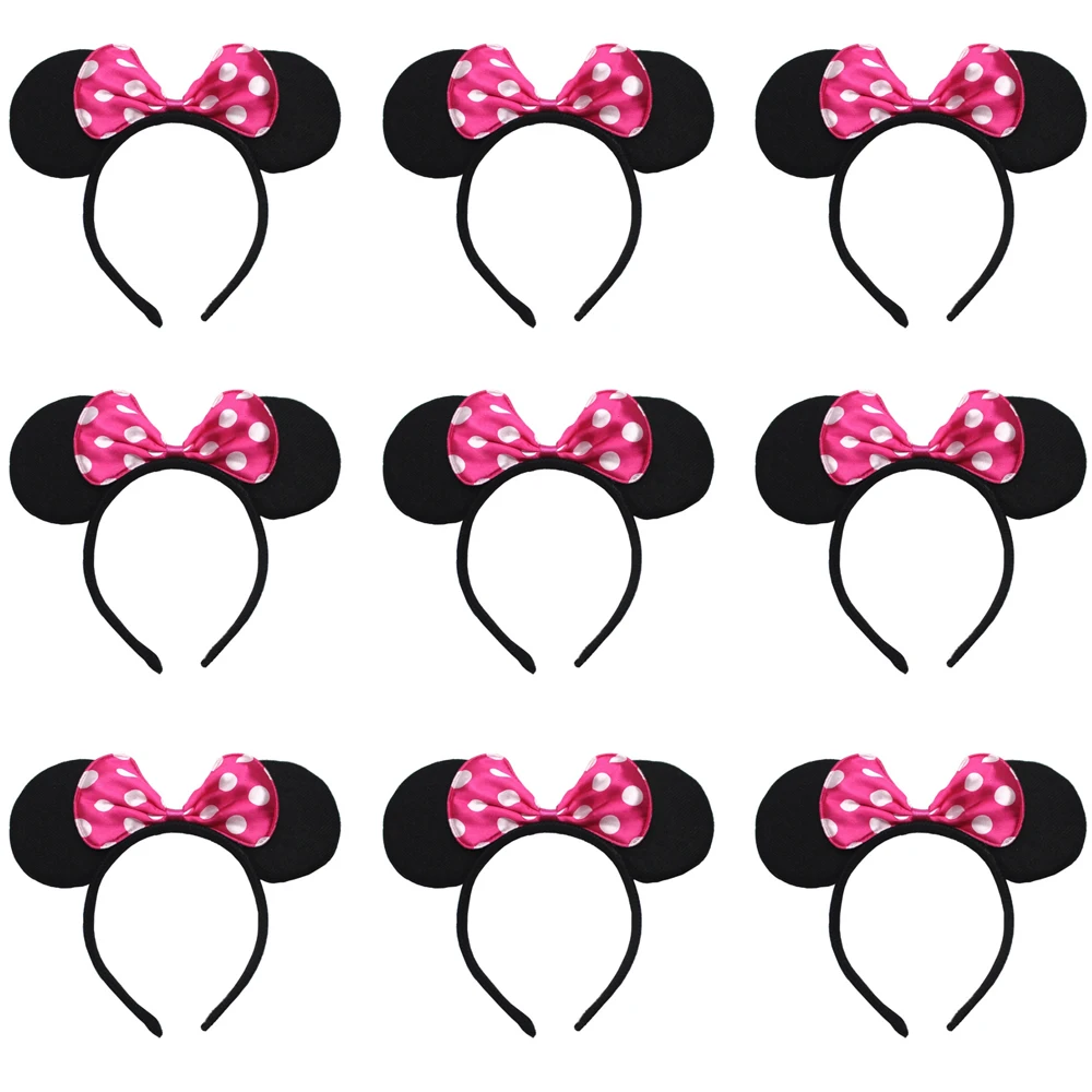 12PCS WholesaleWomen Girl Mouse Ears Headbands Hair Hoop Party Cosplay Bows Hairband Headwear Fashion Hair Accessories