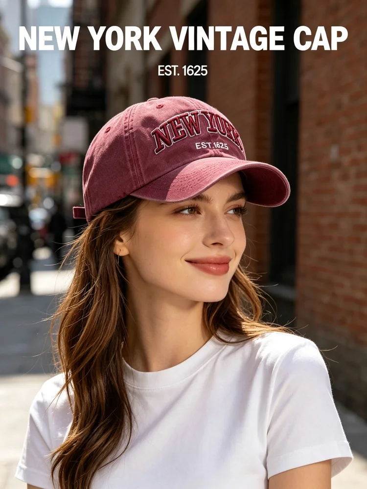 2026 New York Washed Cotton Cap For Men Women Gorras Snapback Caps Baseball Caps Sun Protection Casquette Dad Hat Outdoors Cap
