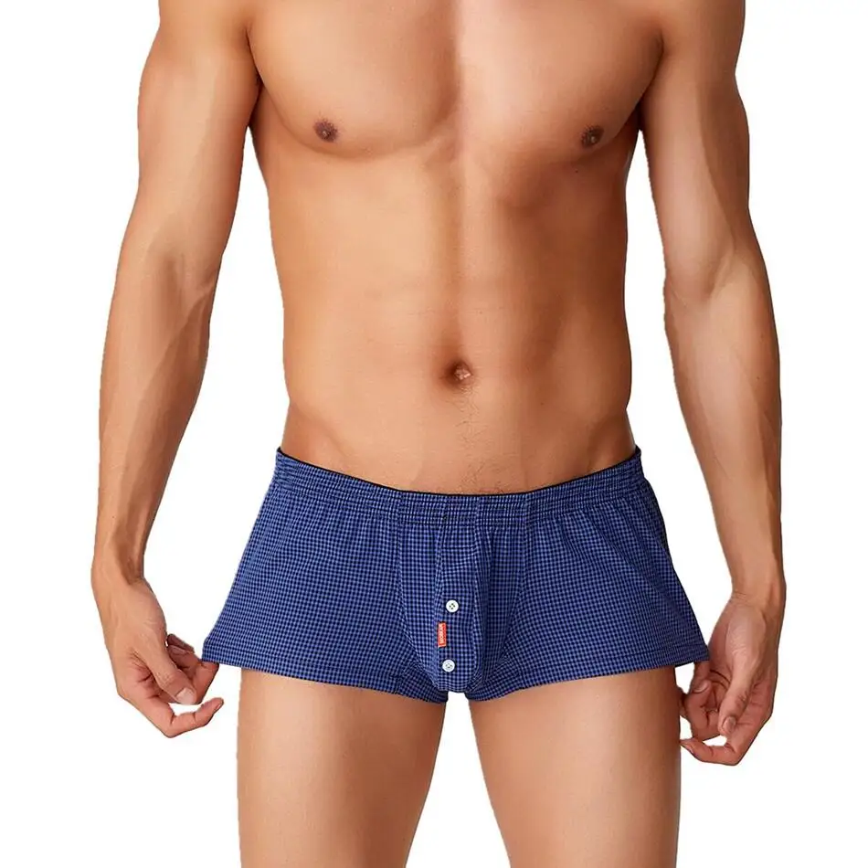 SEOBEAN Plaid Boxers Men's Underwear Boxer Shorts Home Lounge Arrow Panties Shorts Male Underpants Breathable Men Sleep Bottoms