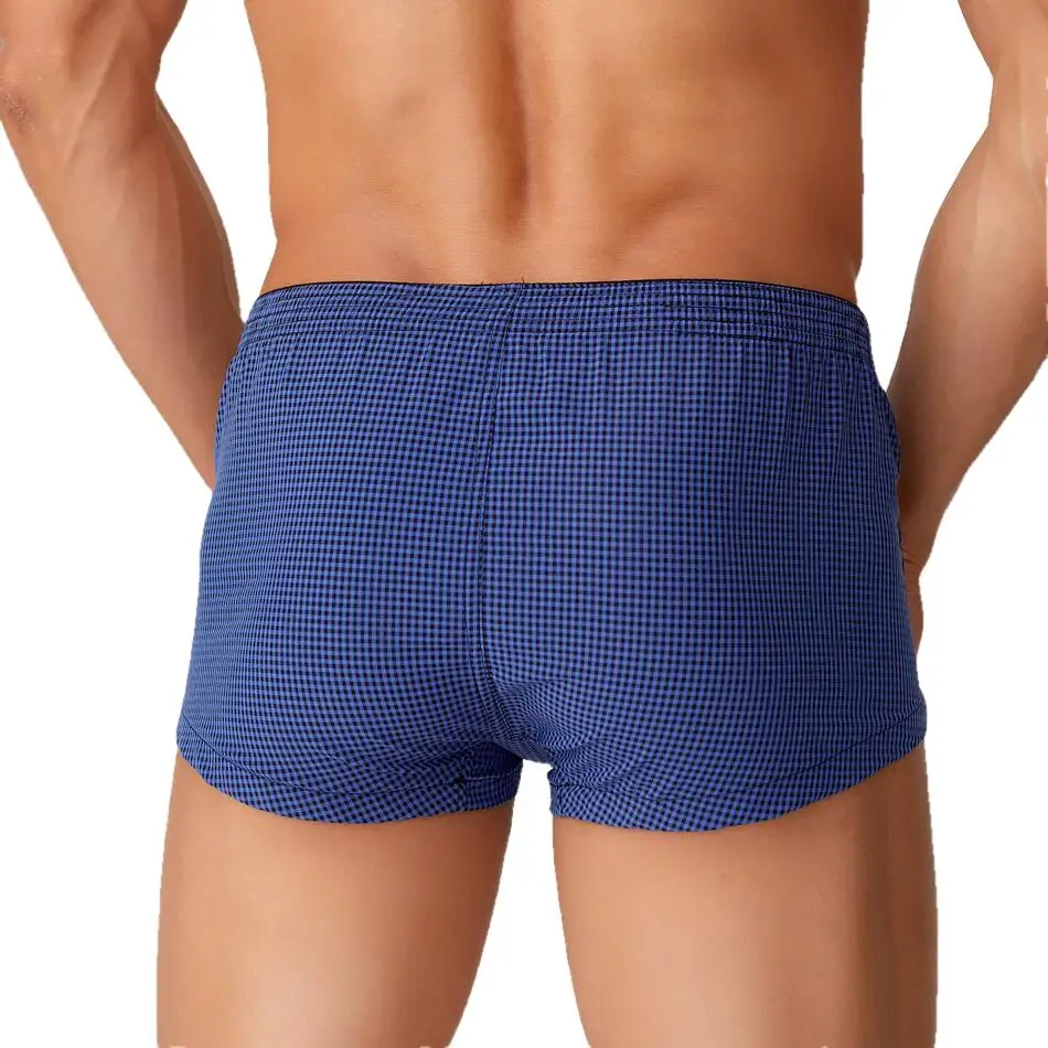 SEOBEAN Plaid Boxers Men's Underwear Boxer Shorts Home Lounge Arrow Panties Shorts Male Underpants Breathable Men Sleep Bottoms