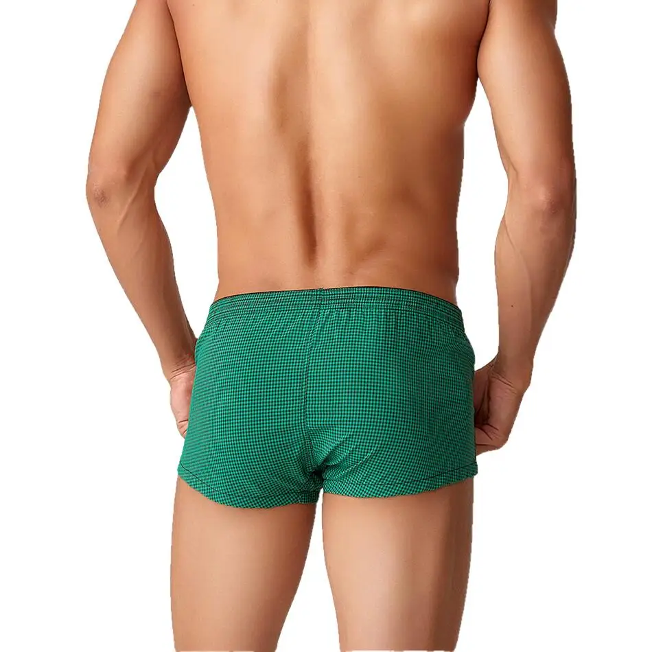SEOBEAN Plaid Boxers Men's Underwear Boxer Shorts Home Lounge Arrow Panties Shorts Male Underpants Breathable Men Sleep Bottoms