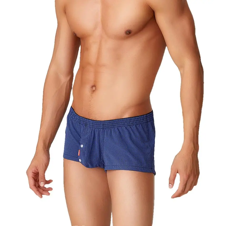 SEOBEAN Plaid Boxers Men's Underwear Boxer Shorts Home Lounge Arrow Panties Shorts Male Underpants Breathable Men Sleep Bottoms