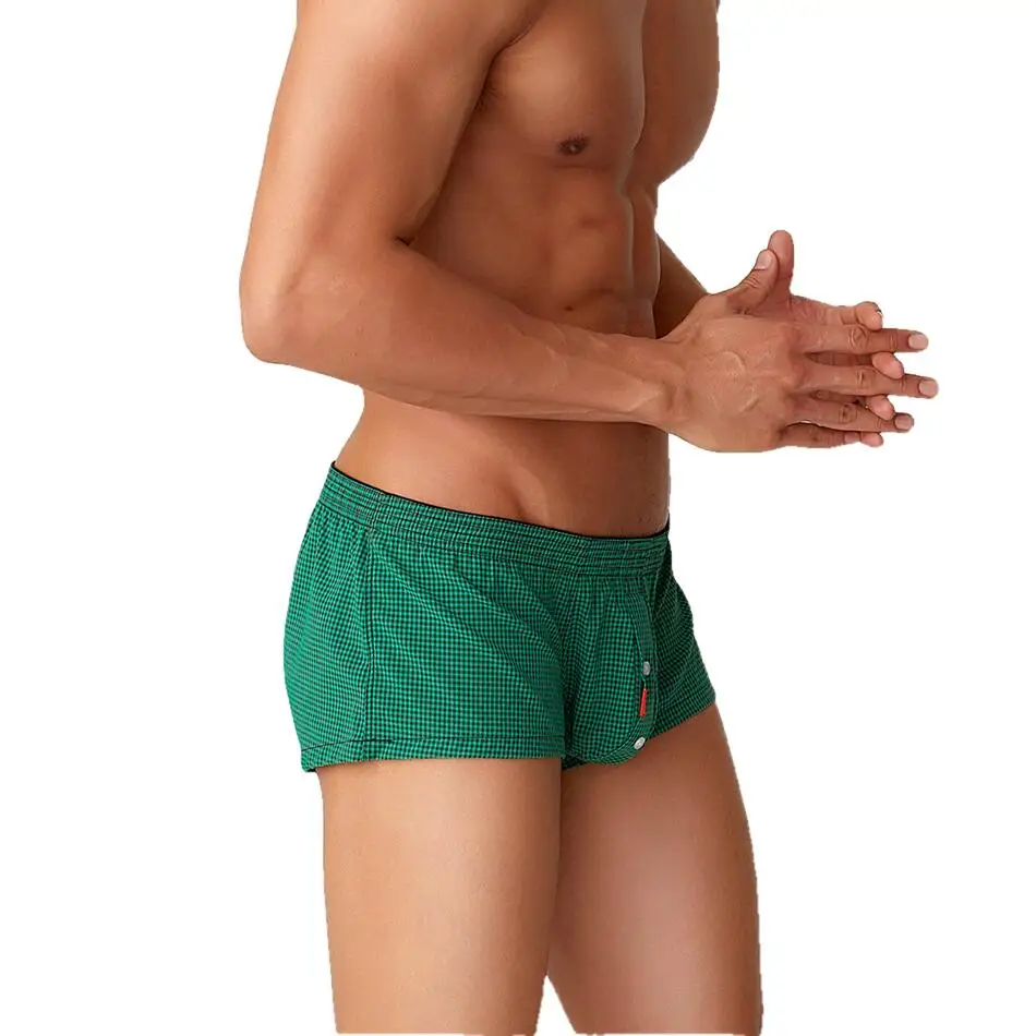 SEOBEAN Plaid Boxers Men's Underwear Boxer Shorts Home Lounge Arrow Panties Shorts Male Underpants Breathable Men Sleep Bottoms