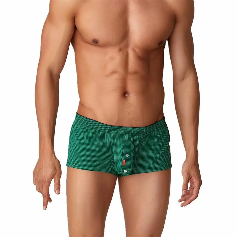 SEOBEAN Plaid Boxers Men's Underwear Boxer Shorts Home Lounge Arrow Panties Shorts Male Underpants Breathable Men Sleep Bottoms