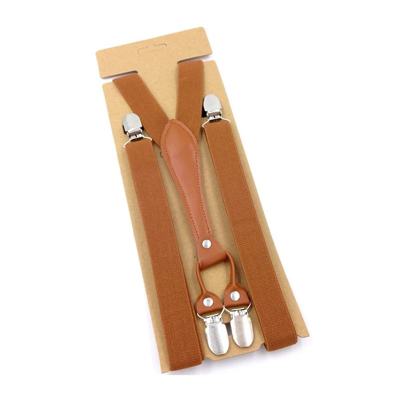 New Fashion Suspenders Men Women Adult Leather Trimmed End Y Back Adjustable Elastic Trouser Braces Strap Belt Wedding Party