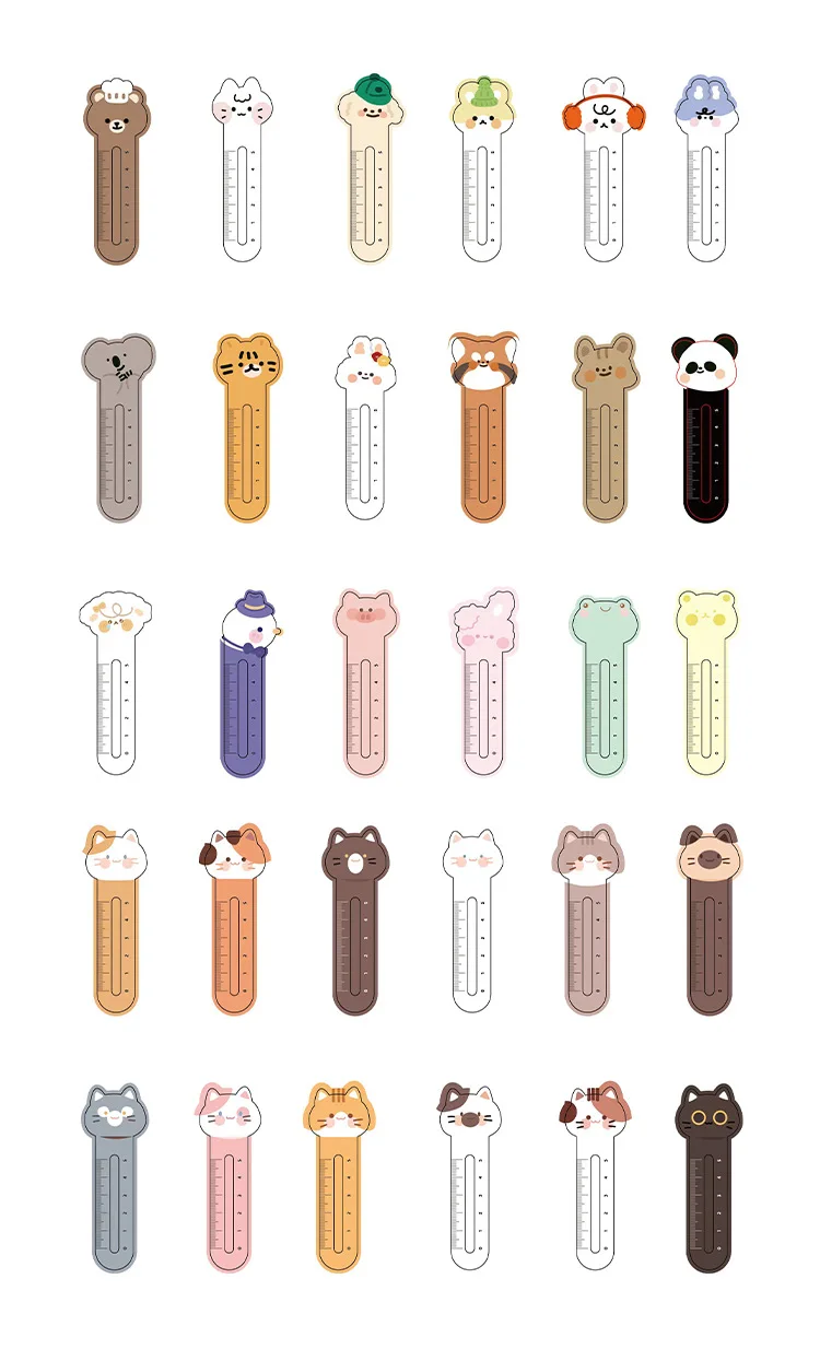 Mr. Paper 30Pcs/50Pcs Cartoon Animal Bookmark Cute Bear Kitten Student Ruler Bookmark Students Supplies