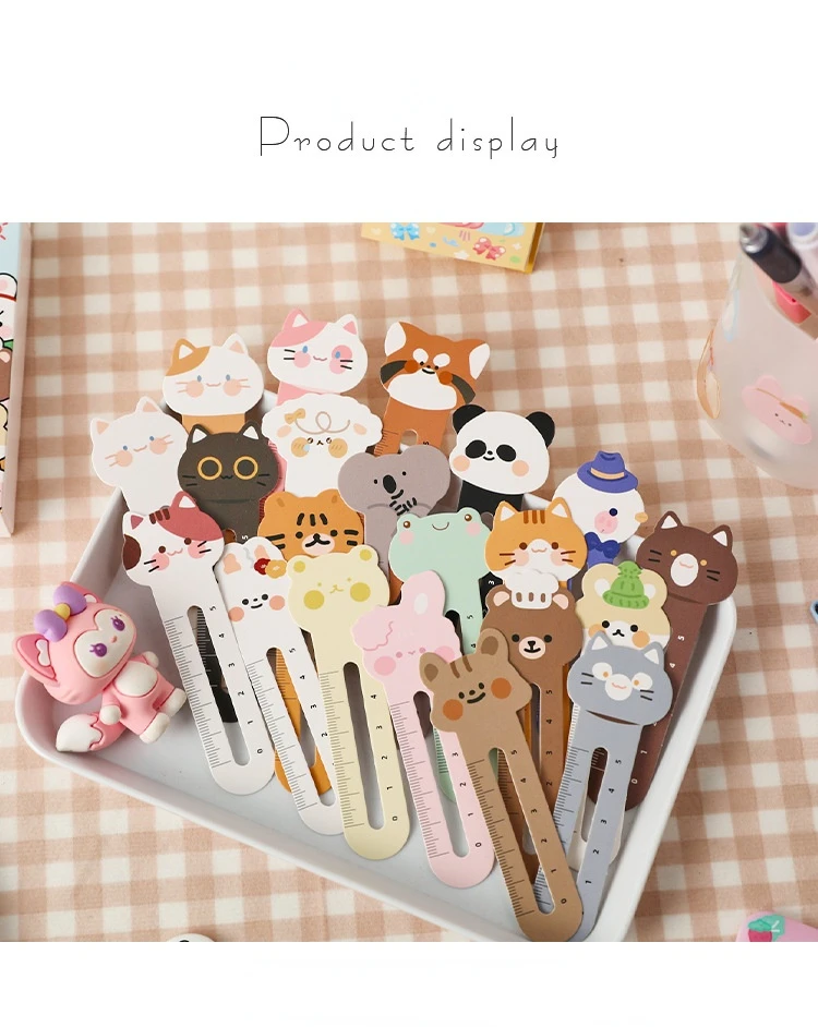 Mr. Paper 30Pcs/50Pcs Cartoon Animal Bookmark Cute Bear Kitten Student Ruler Bookmark Students Supplies