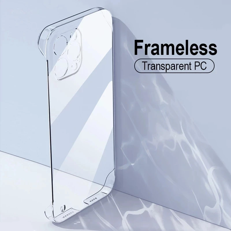 Clear Frameless Hard PC Case for iPhone 16 15 13 12 11 14 Pro MAX MINI XR SE 7 8 PLUS Slim Shockproof Transparent Cover