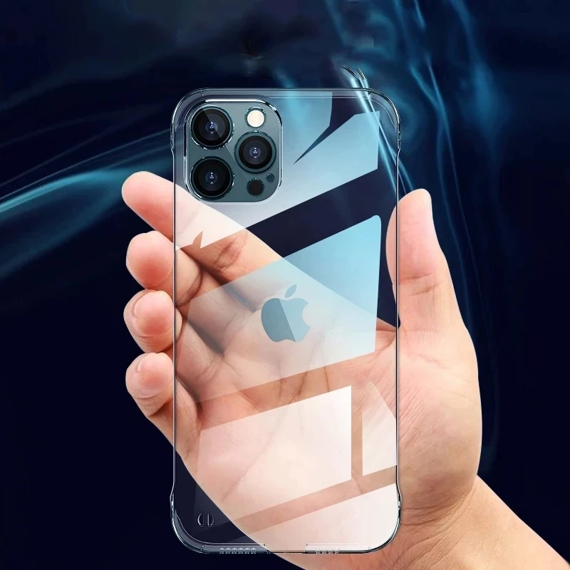 Clear Frameless Hard PC Case for iPhone 16 15 13 12 11 14 Pro MAX MINI XR SE 7 8 PLUS Slim Shockproof Transparent Cover