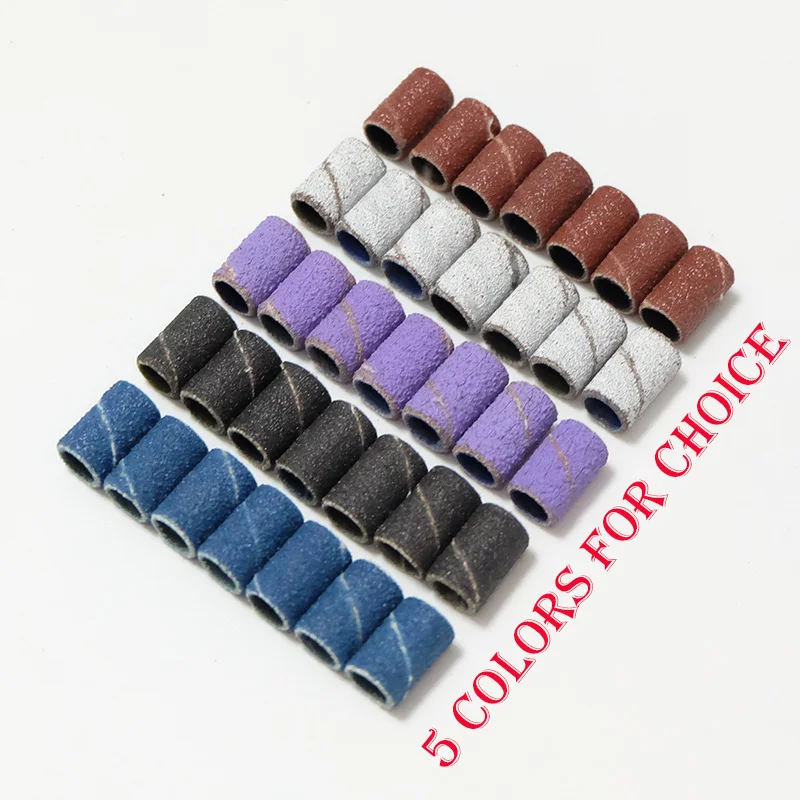 100/50/25pcs Nail Sanding Ring Bands Electric Manicure Nail Drill Bits 80/120/180 Grit Gel Nail Polish Removal Pedicure Tool