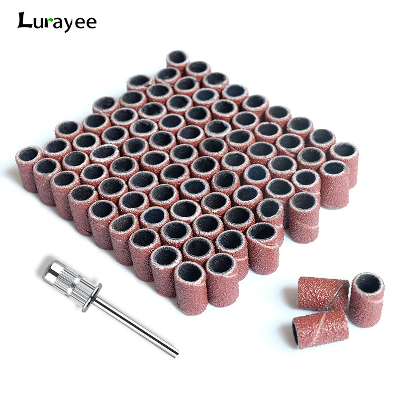 100/50/25pcs Nail Sanding Ring Bands Electric Manicure Nail Drill Bits 80/120/180 Grit Gel Nail Polish Removal Pedicure Tool