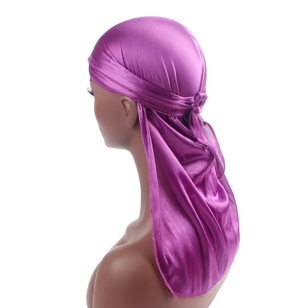 Unisex Adult Satin Long Tail Doo Rag Durag Bandanas Cap Pirate Hat Turban Men Hip Hop Headband Biker Headwrap Women Headwear
