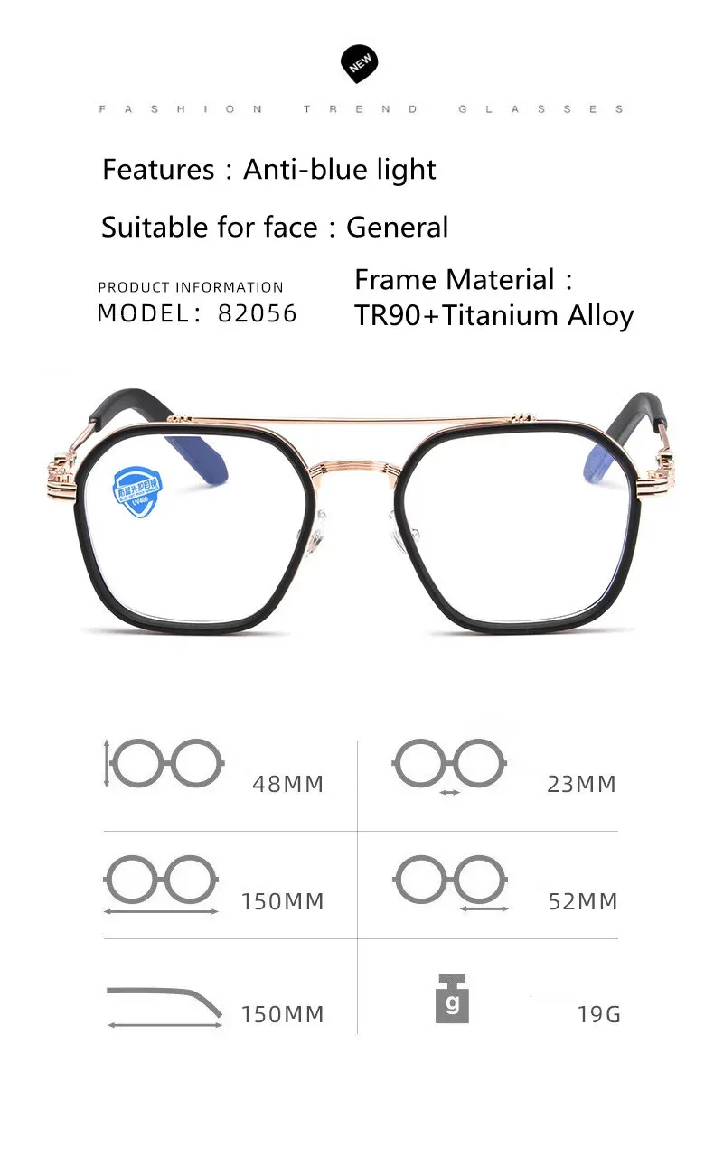 High Quality Brand Design Pure Titanium Men Anti Blue Light Radiation Glasses Computer Gaming Eyewear Women Blocking Ray Goggles