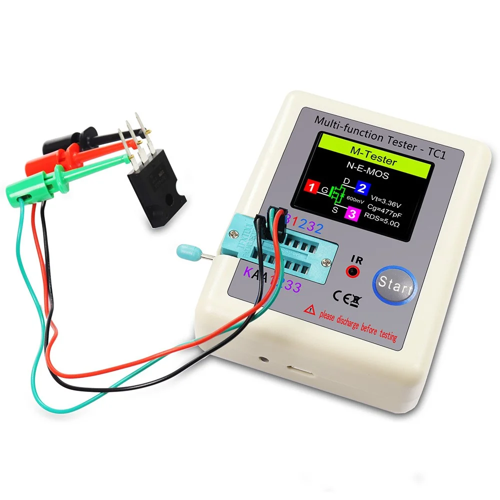 LCR TC1 1.8" TFT LCD Display Multi-meter Transistor Tester Diode Triode Capacitor Resistor Test Meter MOSFET NPN PNP Triac MOS