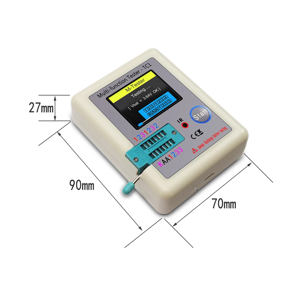 LCR TC1 1.8" TFT LCD Display Multi-meter Transistor Tester Diode Triode Capacitor Resistor Test Meter MOSFET NPN PNP Triac MOS