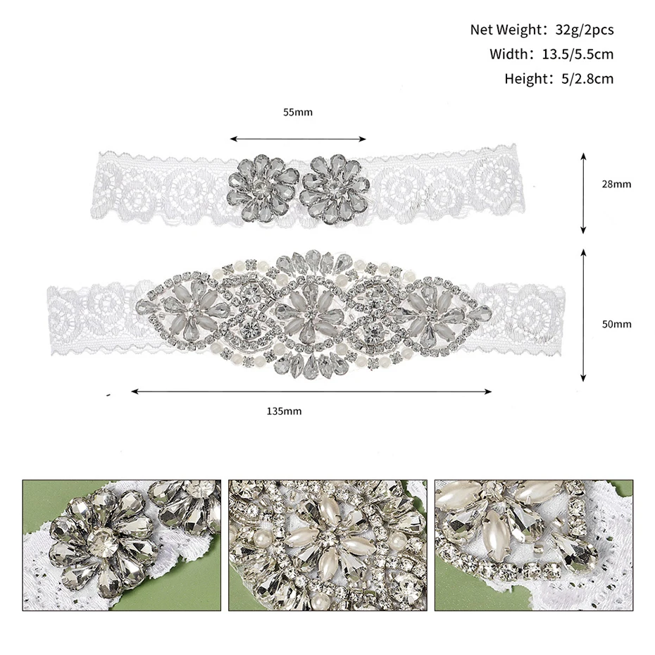 Miallo Bride Sexy Lace Flower Rhinestones Pearls Wedding Garter Belt Bridal Thigh Leg Garter Ring For Women