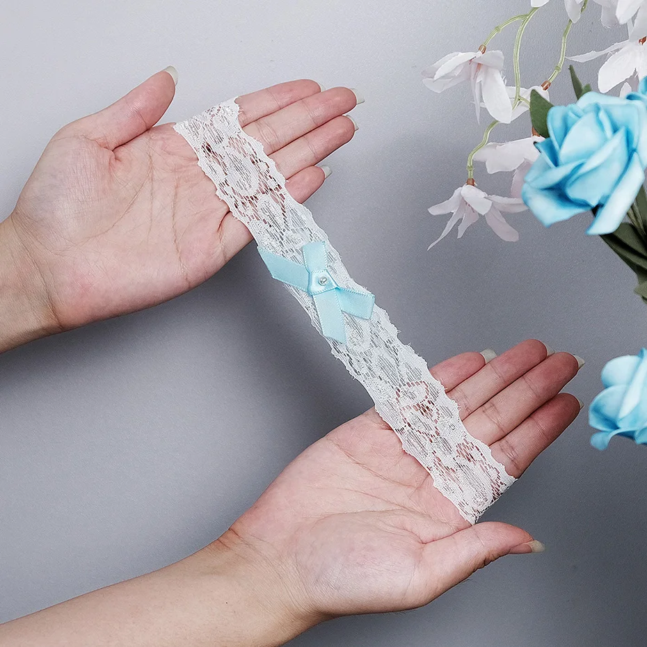 Miallo Bride Sexy Lace Flower Rhinestones Pearls Wedding Garter Belt Bridal Thigh Leg Garter Ring For Women