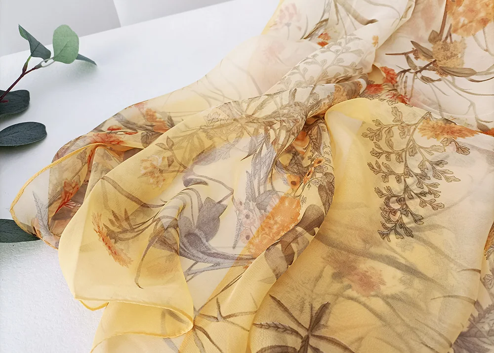 Green Grass Women Elegant Chiffon Georgette Bandana Scarf Summer Beach Sunscreen Thin Hijab