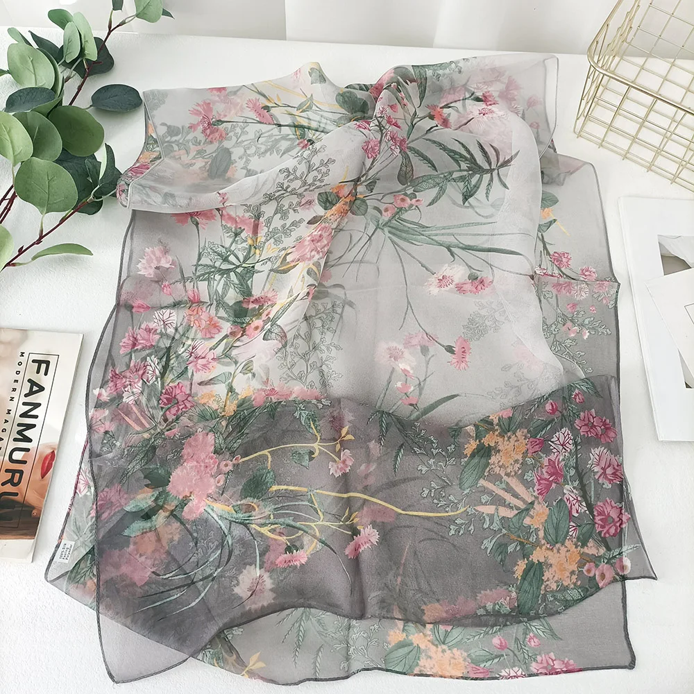 Green Grass Women Elegant Chiffon Georgette Bandana Scarf Summer Beach Sunscreen Thin Hijab