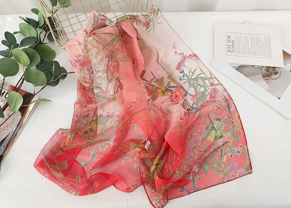Green Grass Women Elegant Chiffon Georgette Bandana Scarf Summer Beach Sunscreen Thin Hijab
