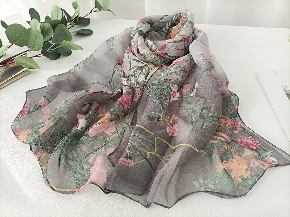 Green Grass Women Elegant Chiffon Georgette Bandana Scarf Summer Beach Sunscreen Thin Hijab